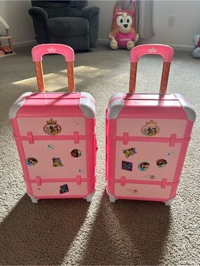 (2) Disney Princess Suitcases with Accessories